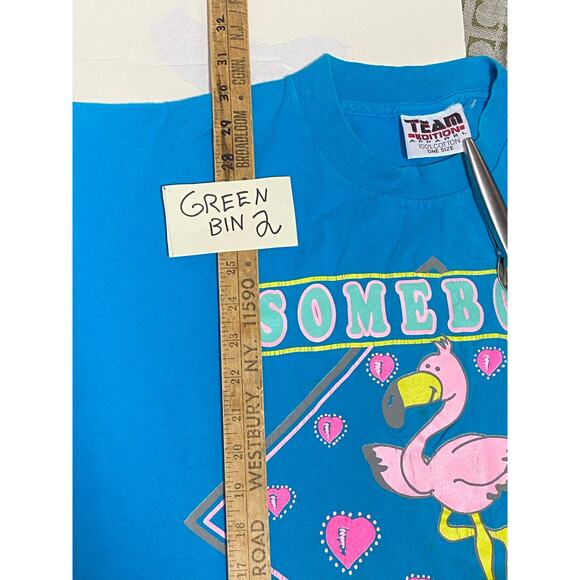 Rare! Vintage 90s Somebody in Florida loves me T-Shirt ! XL Pink Flamingo - Picture 5 of 10